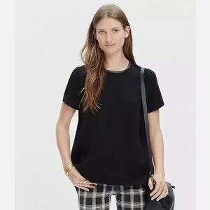 Madewell Top 100% leather collar 100% polyester body